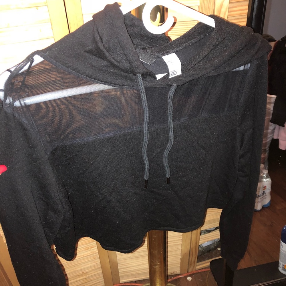 Sheer black crop top sweater!